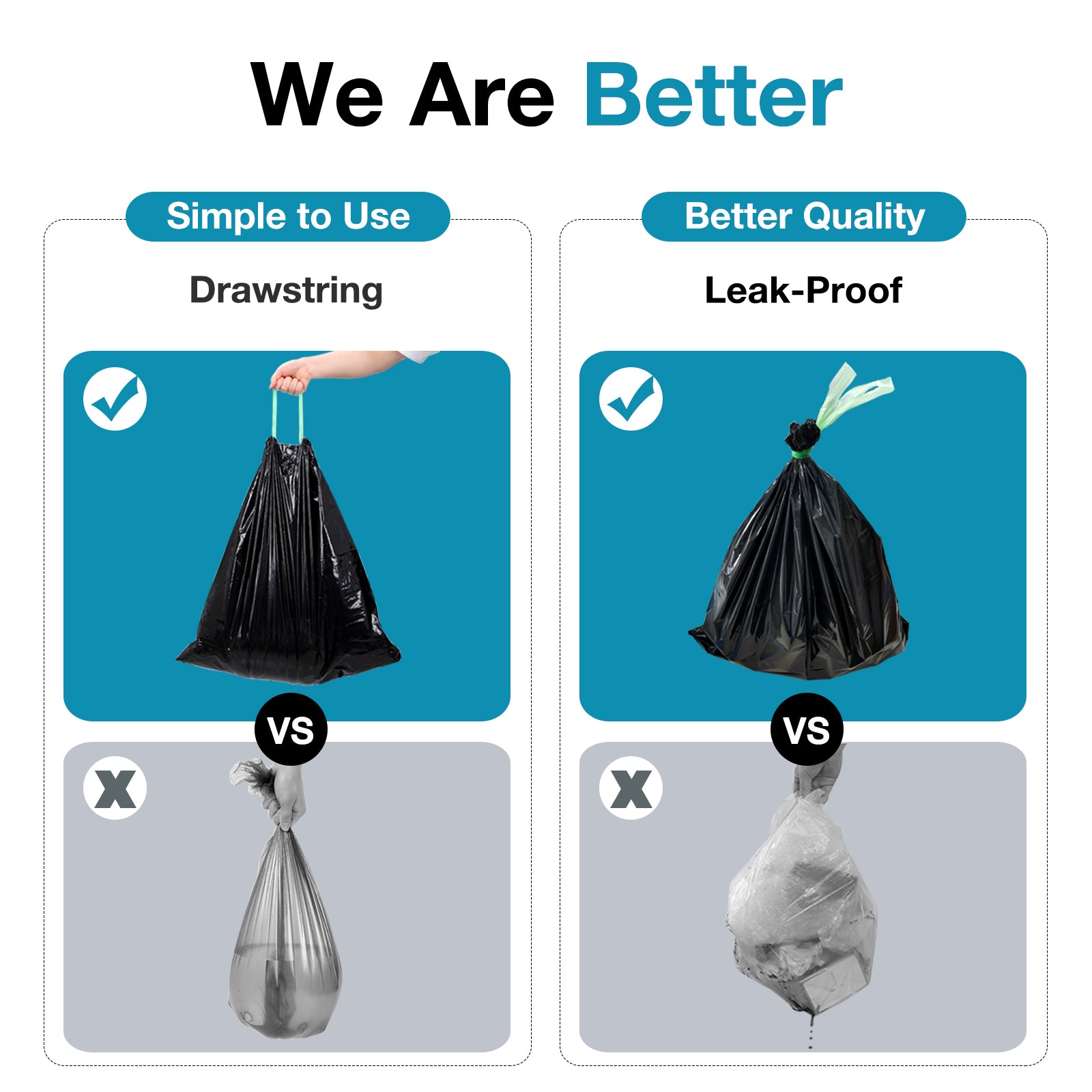 TRIPTIPS Portable Toilet Bags 20 Count Drawstring 8 Gallon Camping Toilet Bags Leak-Proof Toilet Liners for Camping, Hiking, Traveling