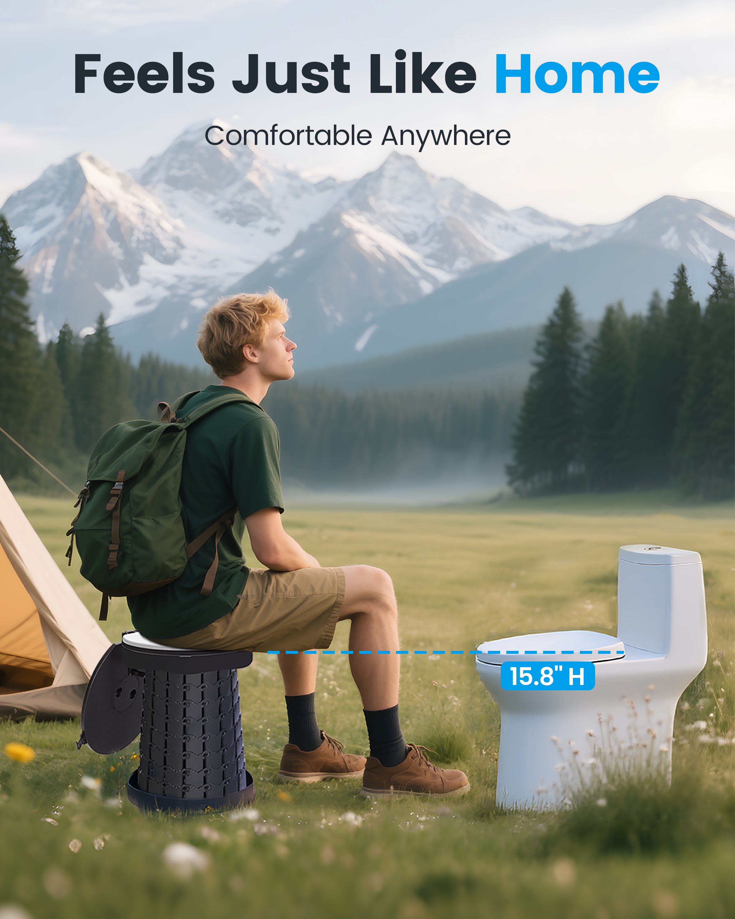 TRIPTIPS 2025 New Upgrade Retractable Portable Toilet Foldable with Soft Cushion Height Adjustable Travel Toilet for Car Camping Toilet Porta Potty for Adults and Kids, Portable Toilet for Camping