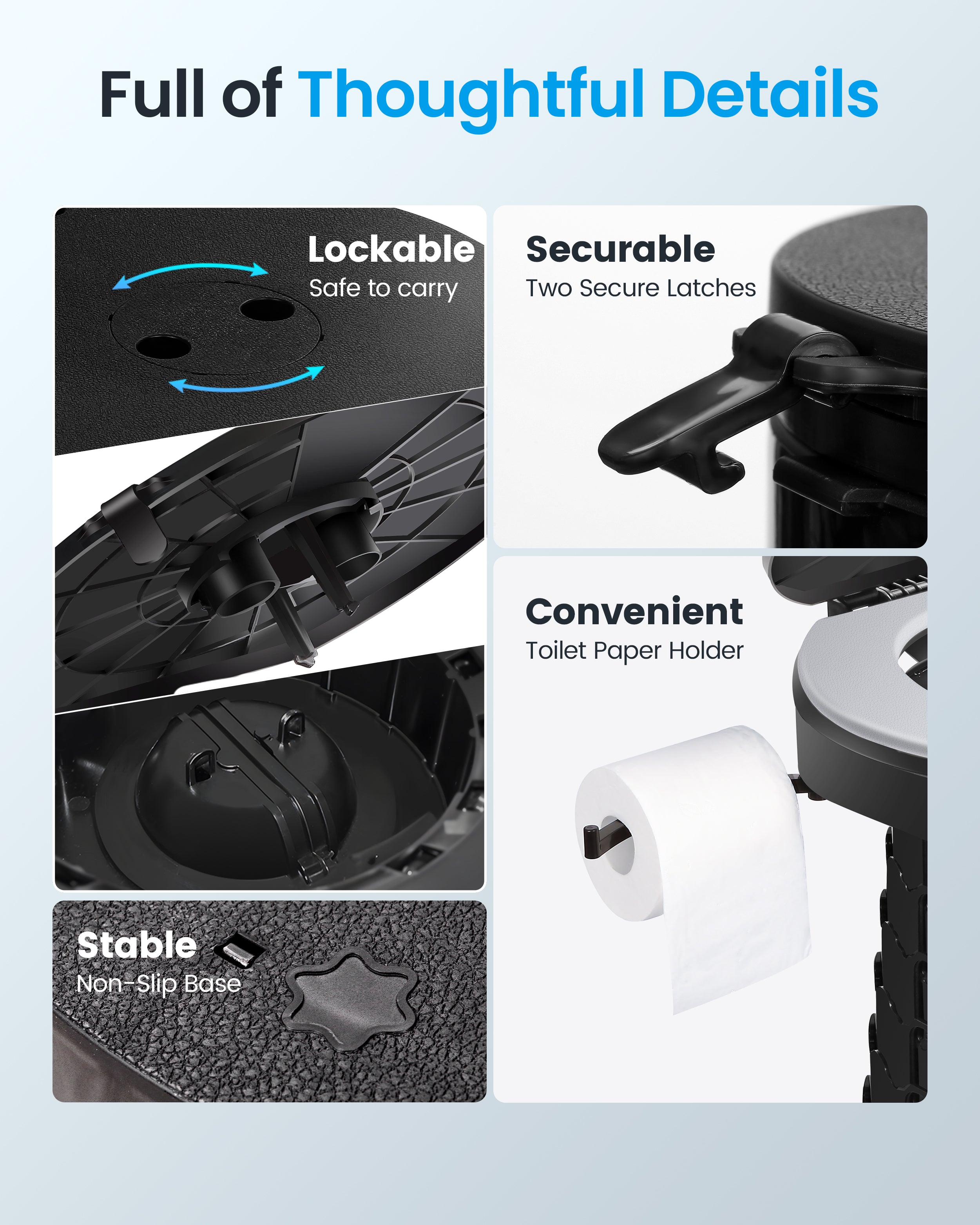 TRIPTIPS 2025 New Upgrade Retractable Portable Toilet Foldable with Soft Cushion Height Adjustable Travel Toilet for Car Camping Toilet Porta Potty for Adults and Kids, Portable Toilet for Camping