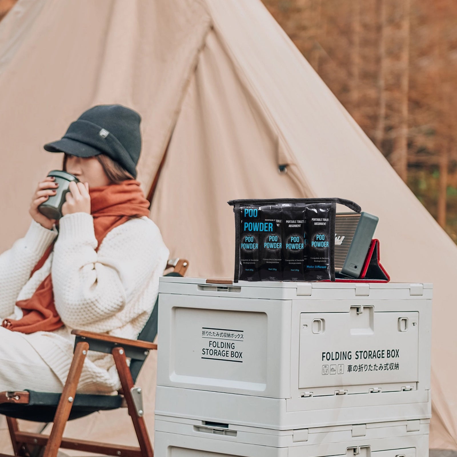 Poo Powder for Portable Toilet 20g /Pack, Camping Toilet Chemicals Quick Super Absorb, Eco Gel for Portable Toilet Chemicals Deodorant, Poop Gel Camping, Pee Gel for Camping Portable Toilet Gel 10 Pcs