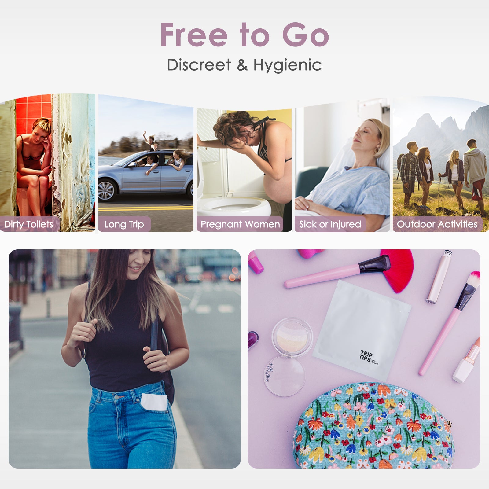 TRIPTIPS Female Urinal Disposable Female Urination Device Urinal for Women Foldable Pee Funnel for Women Waterproof Paper Stand and Pee Cup for Public Toilets, Traveling, Camping (Pack of 12)