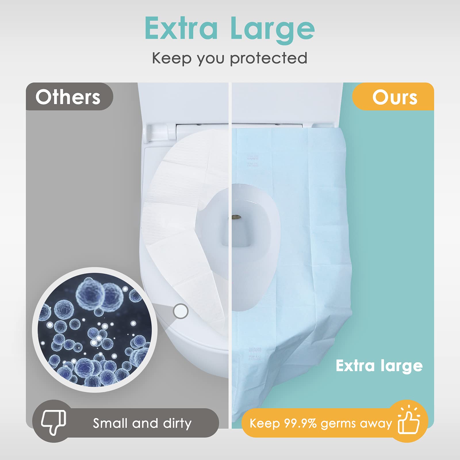 TRIPTIPS Toilet Seat Covers Disposable Travel Pack 60 count|Faster use-Sticker free|Waterproof|XL Disposable Toilet Seat Cover