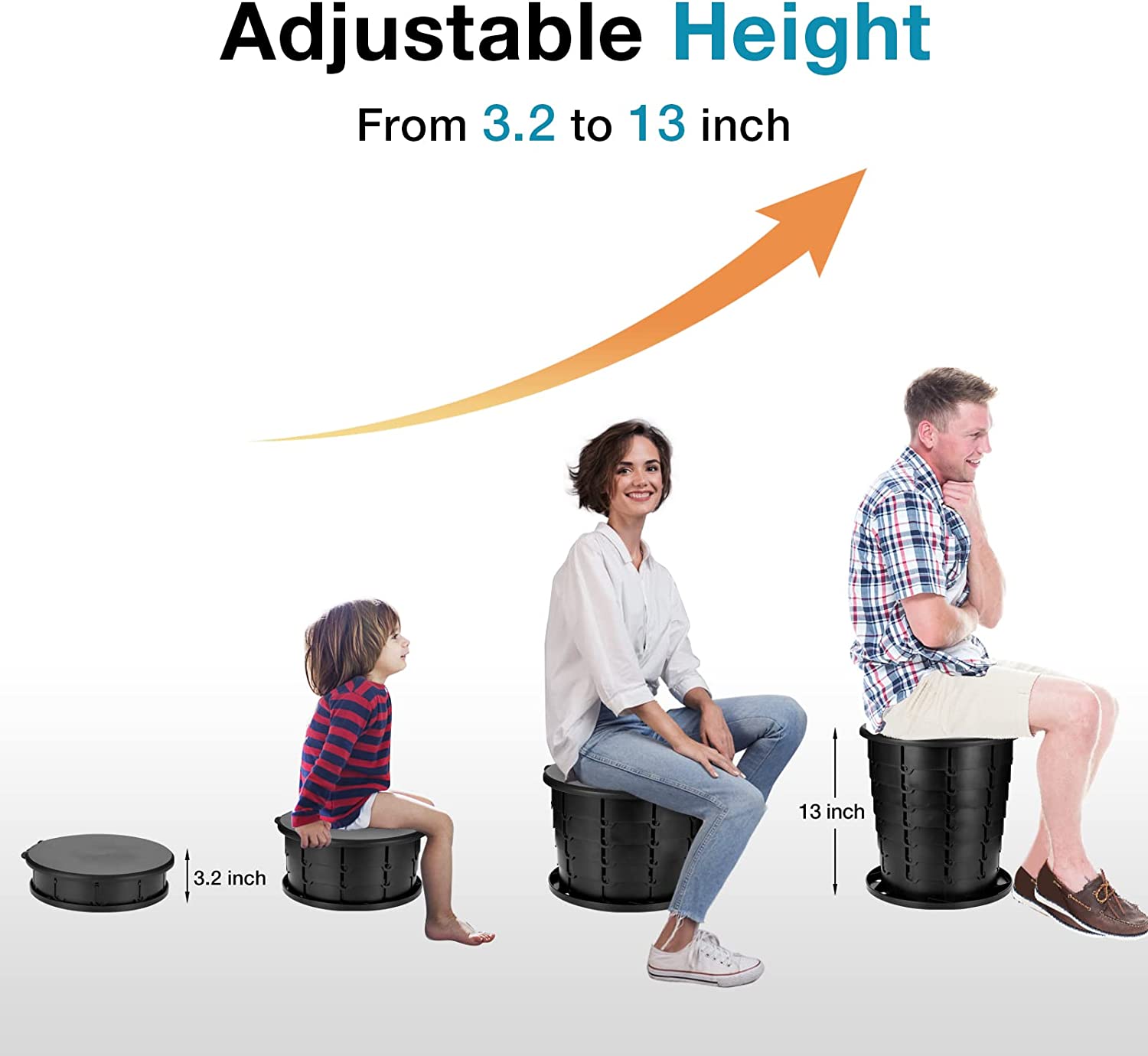 TRIPTIPS Upgrade Retractable Portable Toilet Adjustable Height Portable Potty for Adults Kids, Foldable Portable Toilet for Camping/Car, XL size