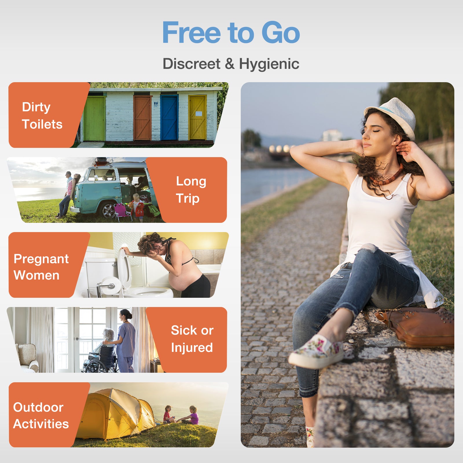 TRIPTIPS Female Urinal Disposable Female Urination Device Urinal for Women Foldable Pee Funnel for Women Waterproof Paper Stand and Pee Cup for Public Toilets, Traveling, Camping (Pack of 12)