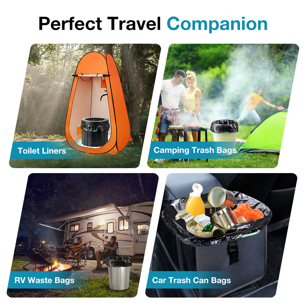 TRIPTIPS Portable Toilet Bags 20 Count Drawstring 8 Gallon Camping Toilet Bags Leak-Proof Toilet Liners for Camping, Hiking, Traveling