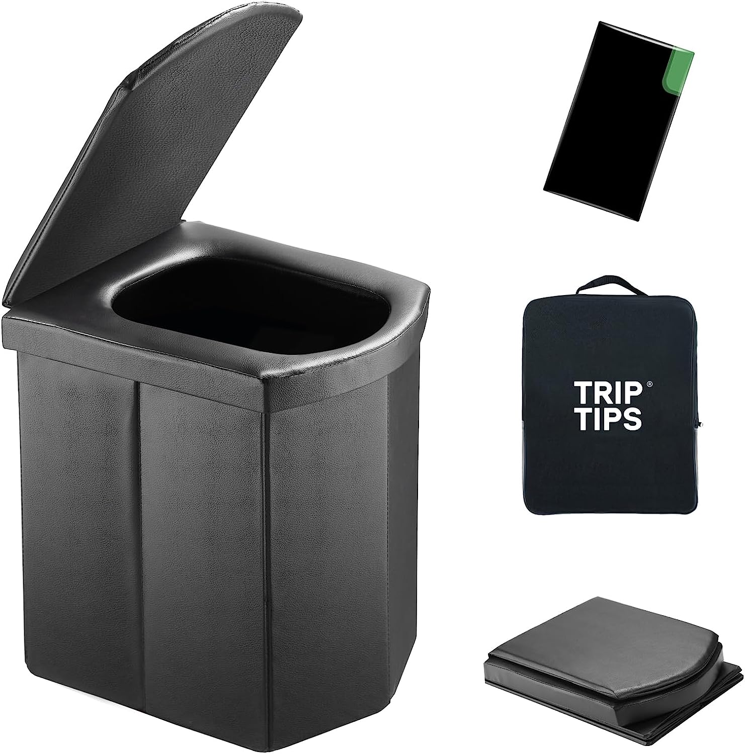 TRIPTIPS Upgrade XL Portable Toilet for Camping Camping Toilets Tall Portable Toilet for Adults and Kids Folding Toilet for Car/Boat/Hiking