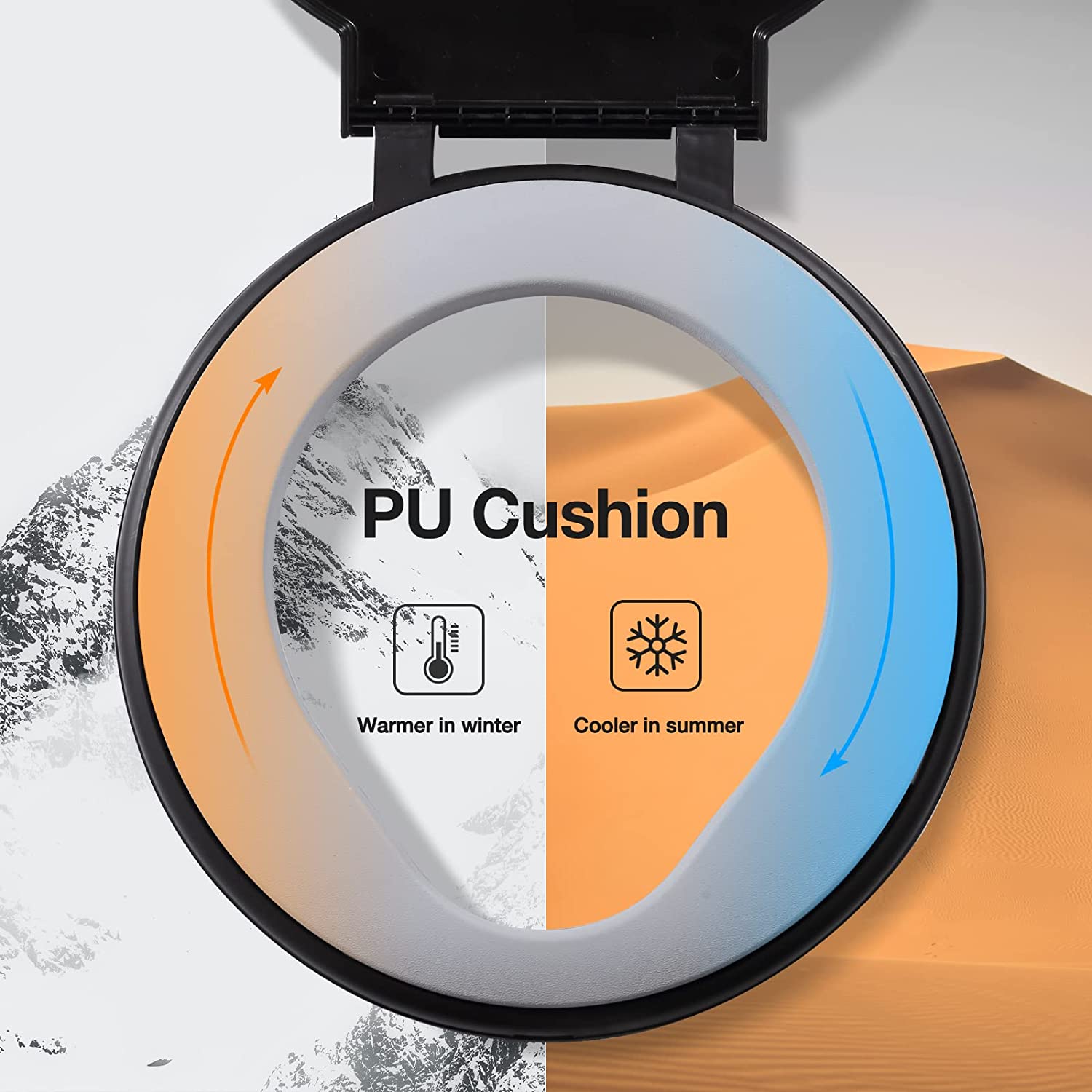 TRIPTIPS Bucket Toilet Seat with Soft Cushion, 5 Gallon Bucket Toilet Seat with 270°Rotatable Lid,XL Portable Toilet Seat for 5 Gal Bucket,Luggable Loo Camping Toilet Seat for Adults and Kids