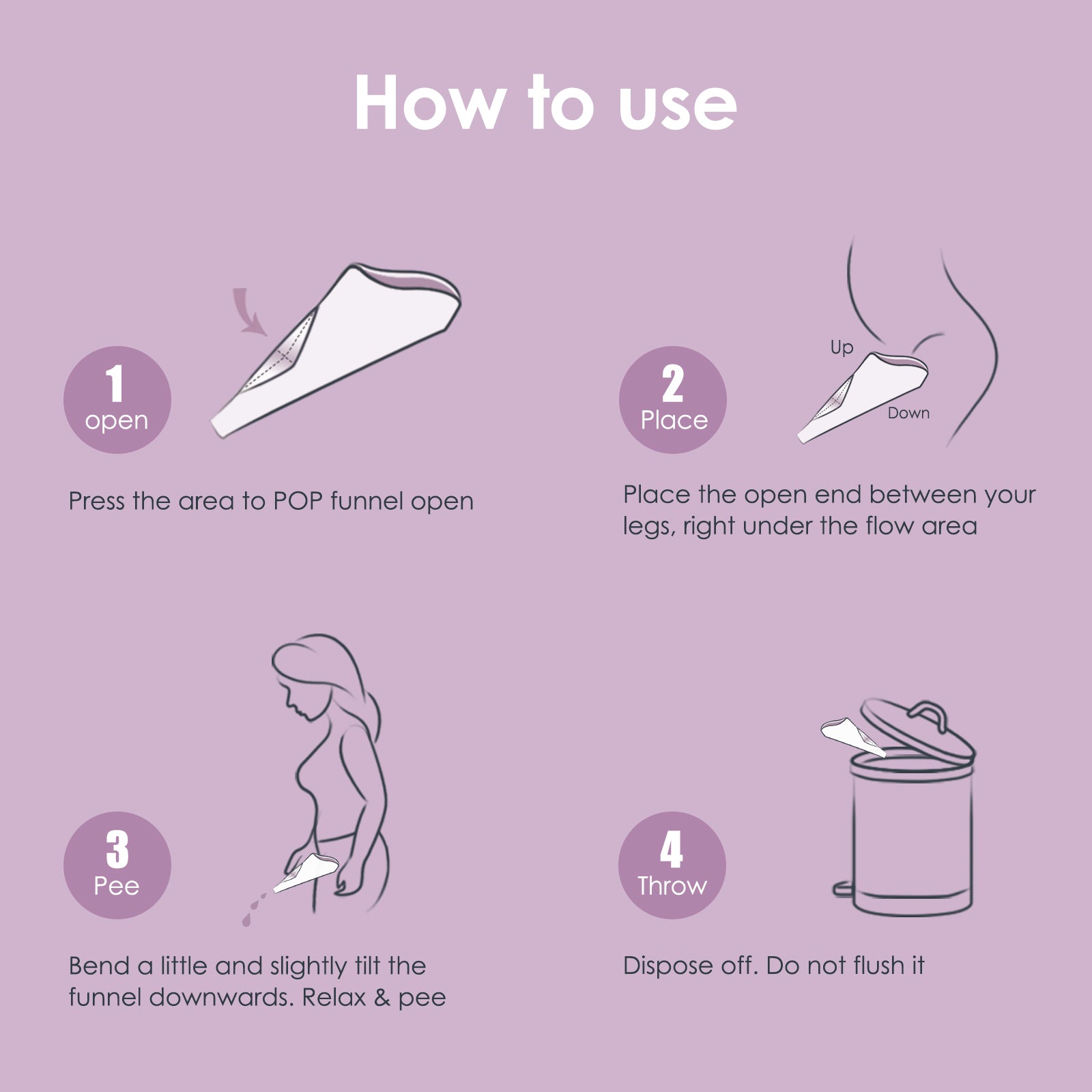 TRIPTIPS Female Urinal Disposable Female Urination Device Urinal for Women Foldable Pee Funnel for Women Waterproof Paper Stand and Pee Cup for Public Toilets, Traveling, Camping (Pack of 12)