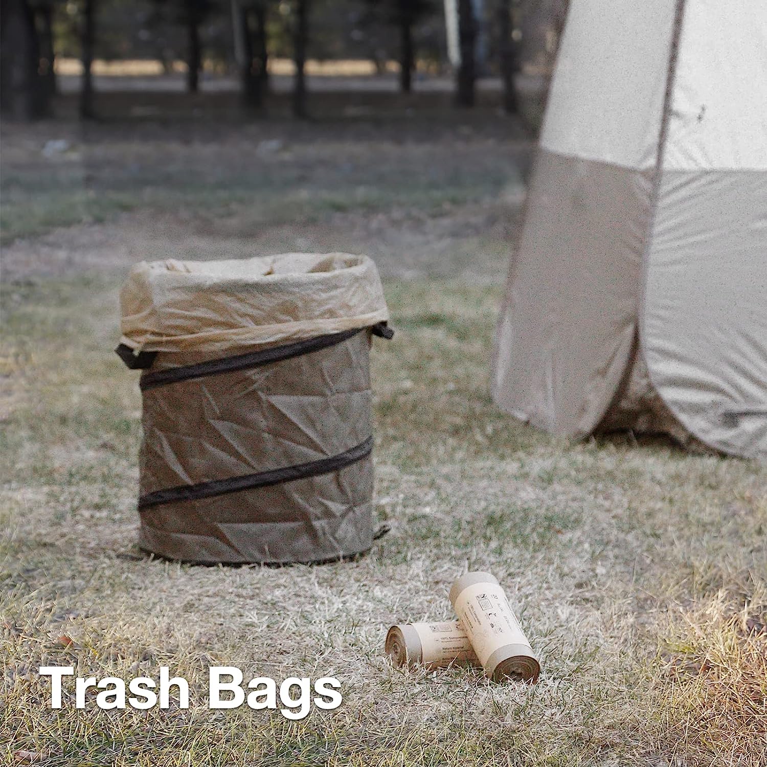 TRIPTIPS Outdoor 8 gallon Compostable Trash Bags 40 Count Biodegradable Garbage Bags 100% Compostable Bags for 5 Gallon Bucket