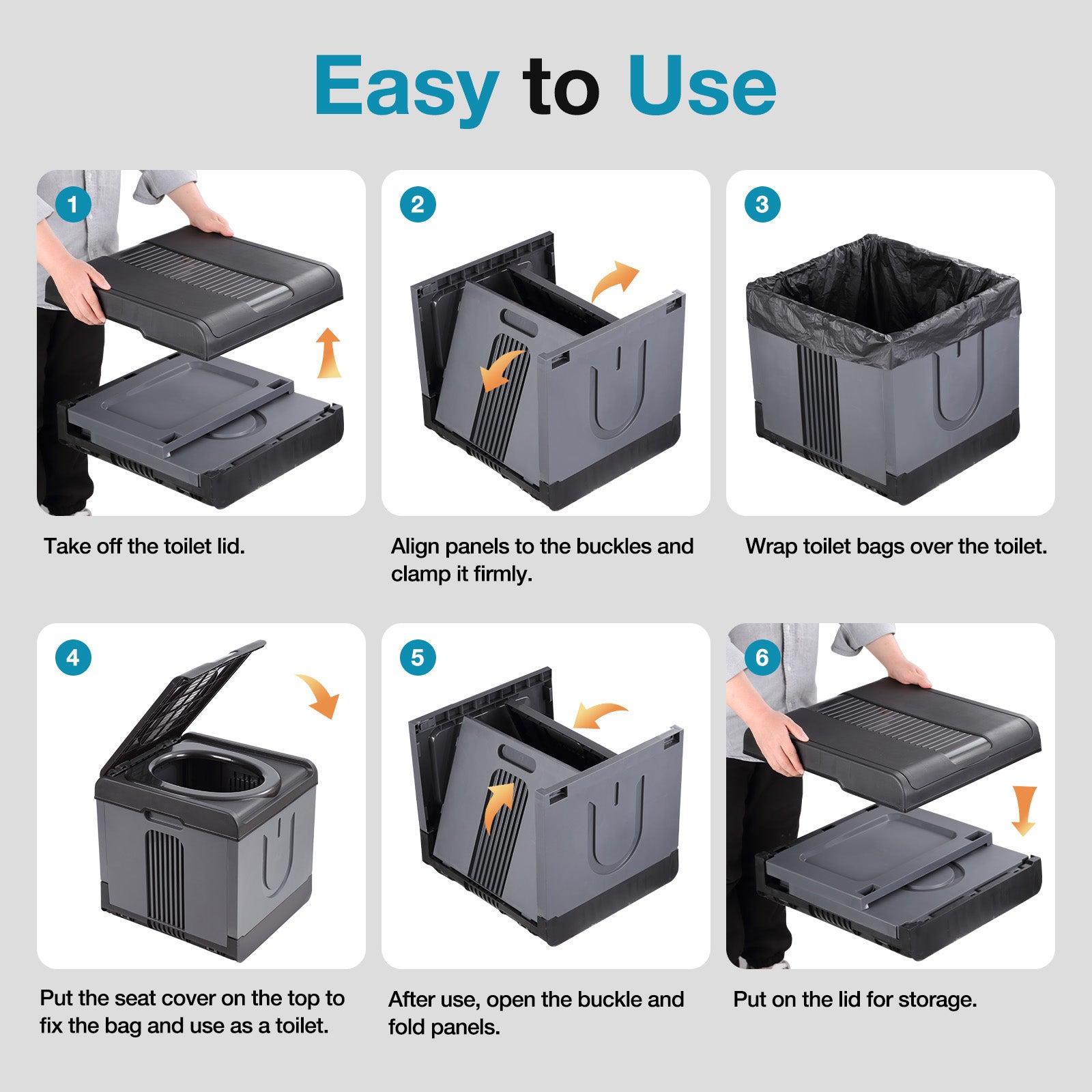 TRIPTIPS Updated Portable Potty for Camping Extra Large Folding Camping Toilet Portable Toilet for Adults Car Toilet Camp Toilet Outdoor Toilet for Boat/Hiking/Long Trips/Beach