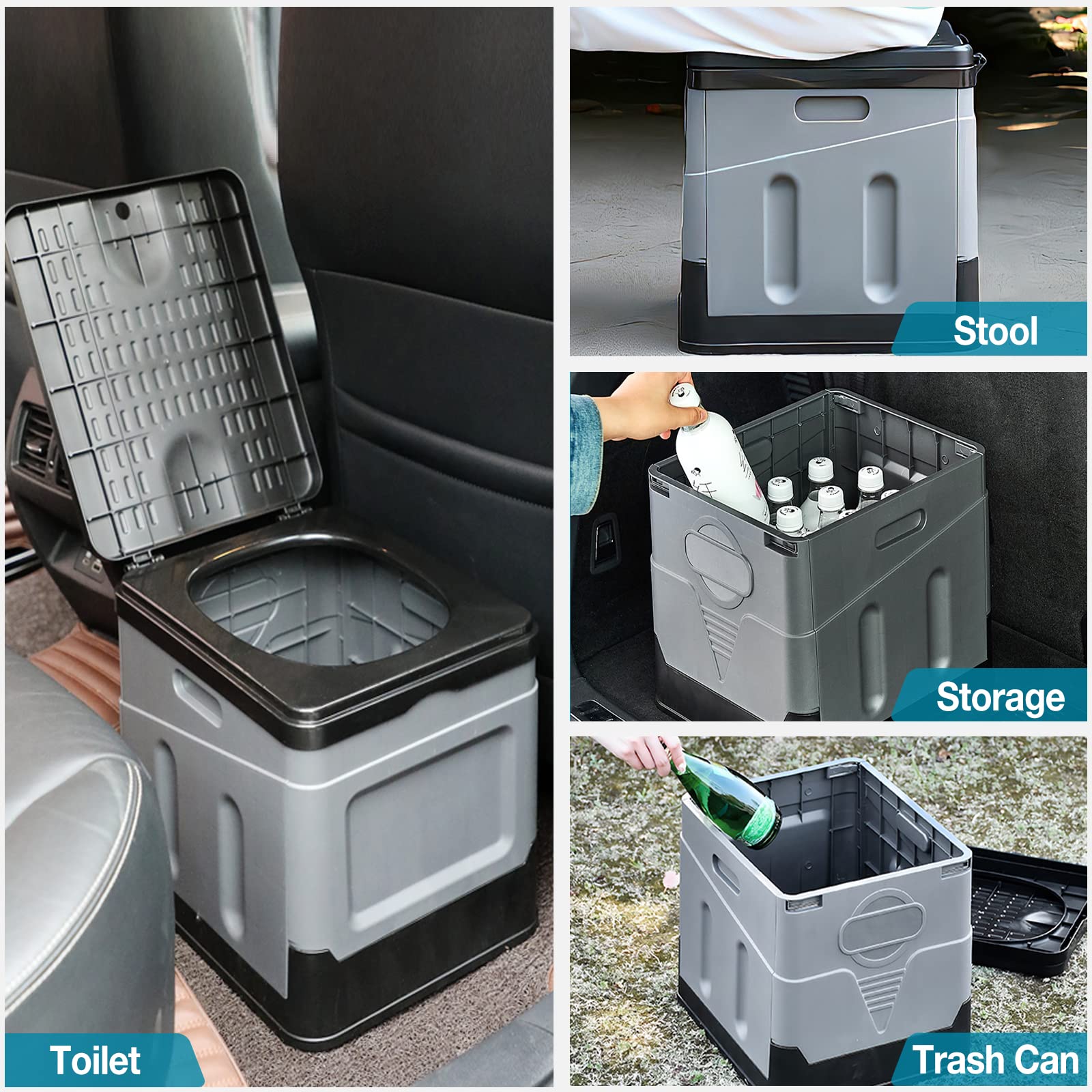 TRIPTIPS Portable Potty for Camping Folding Travel Toilet Camping Toilet Portable Toilet for Adults Car Toilet Camp Toilet Outdoor Toilet for Boat/Hiking/Long Trips/Beach