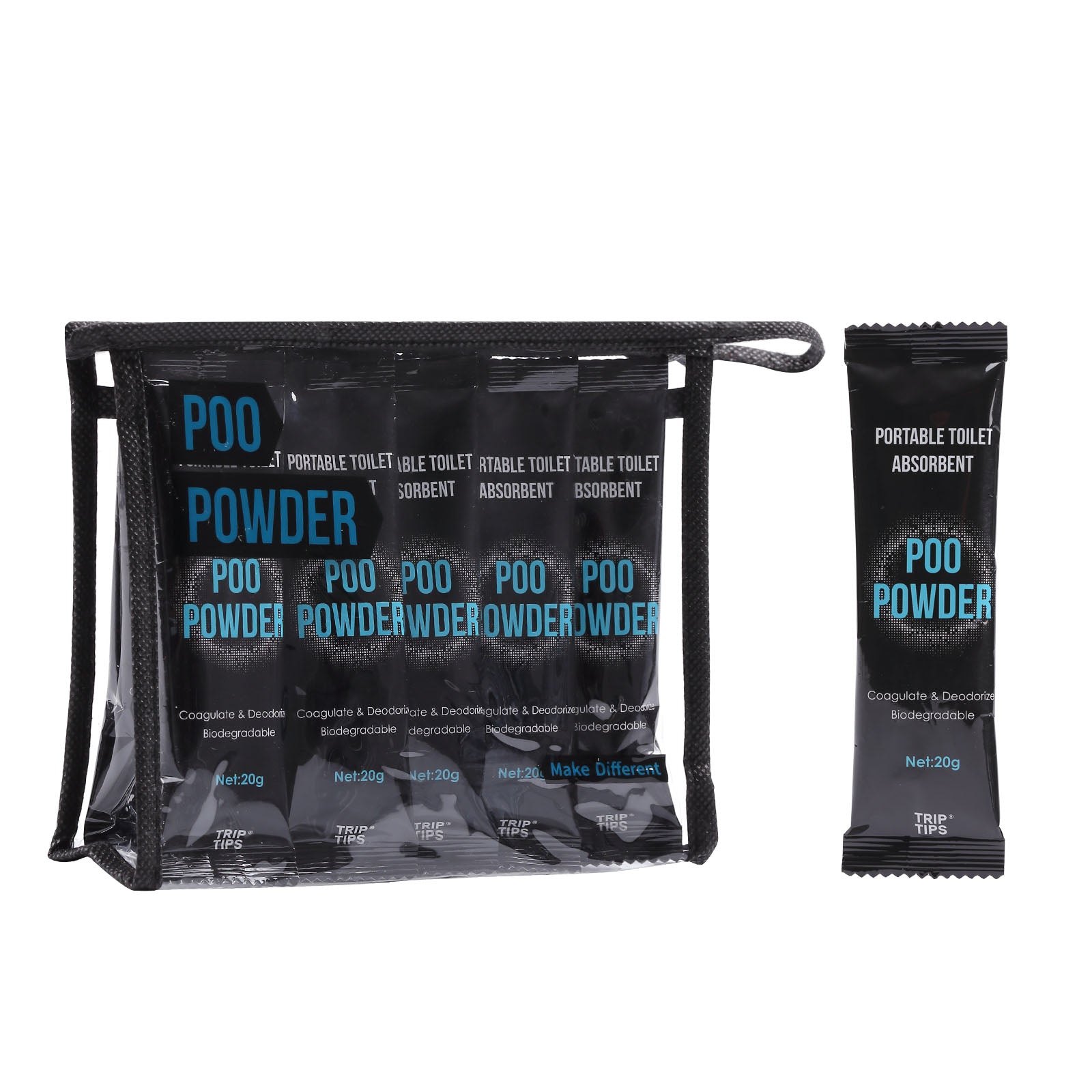 Poo Powder for Portable Toilet 20g /Pack, Camping Toilet Chemicals Quick Super Absorb, Eco Gel for Portable Toilet Chemicals Deodorant, Poop Gel Camping, Pee Gel for Camping Portable Toilet Gel 10 Pcs