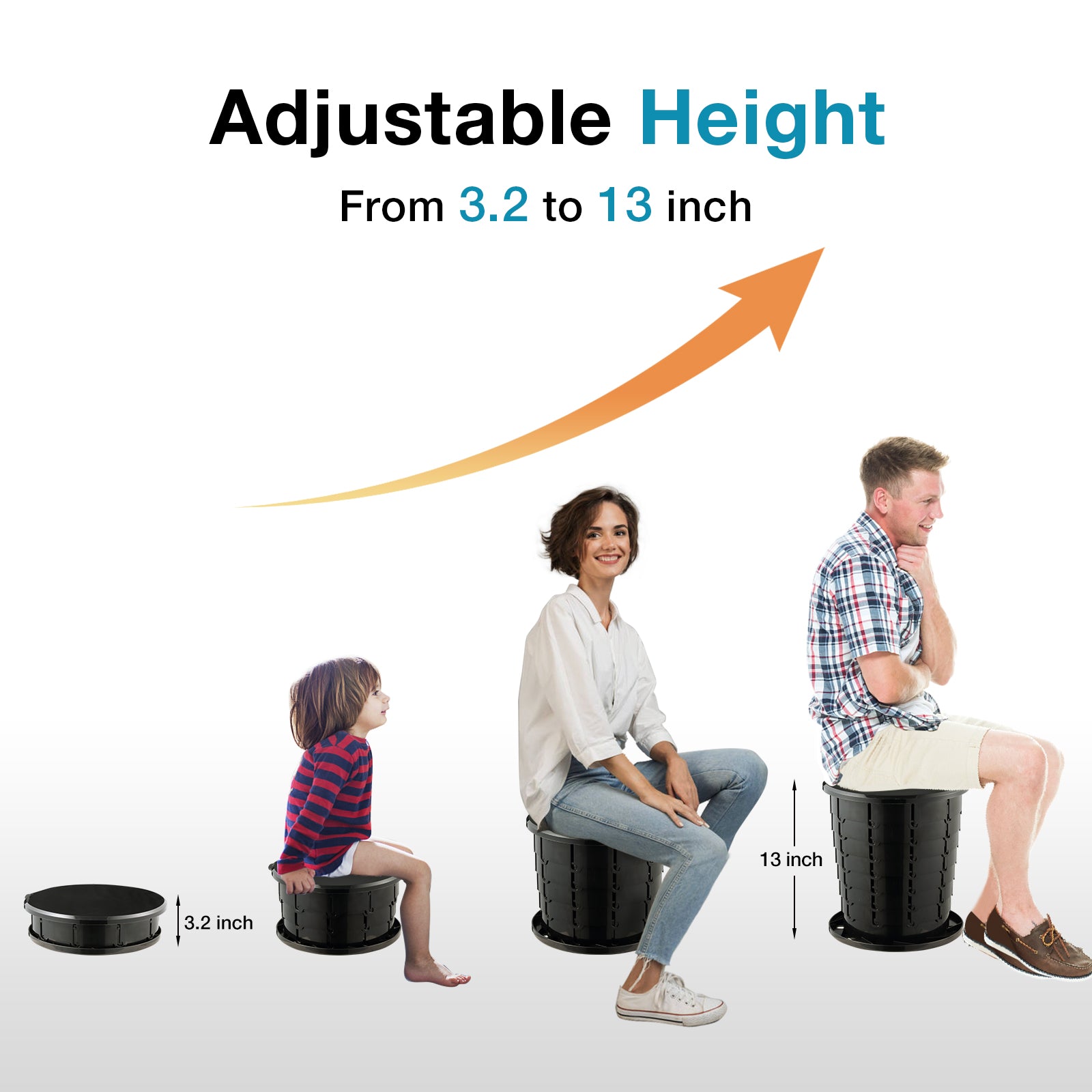 TRIPTIPS Upgrade Retractable Portable Toilet Adjustable Height Portable Potty for Adults Kids, Foldable Portable Toilet for Camping/Car, XL size