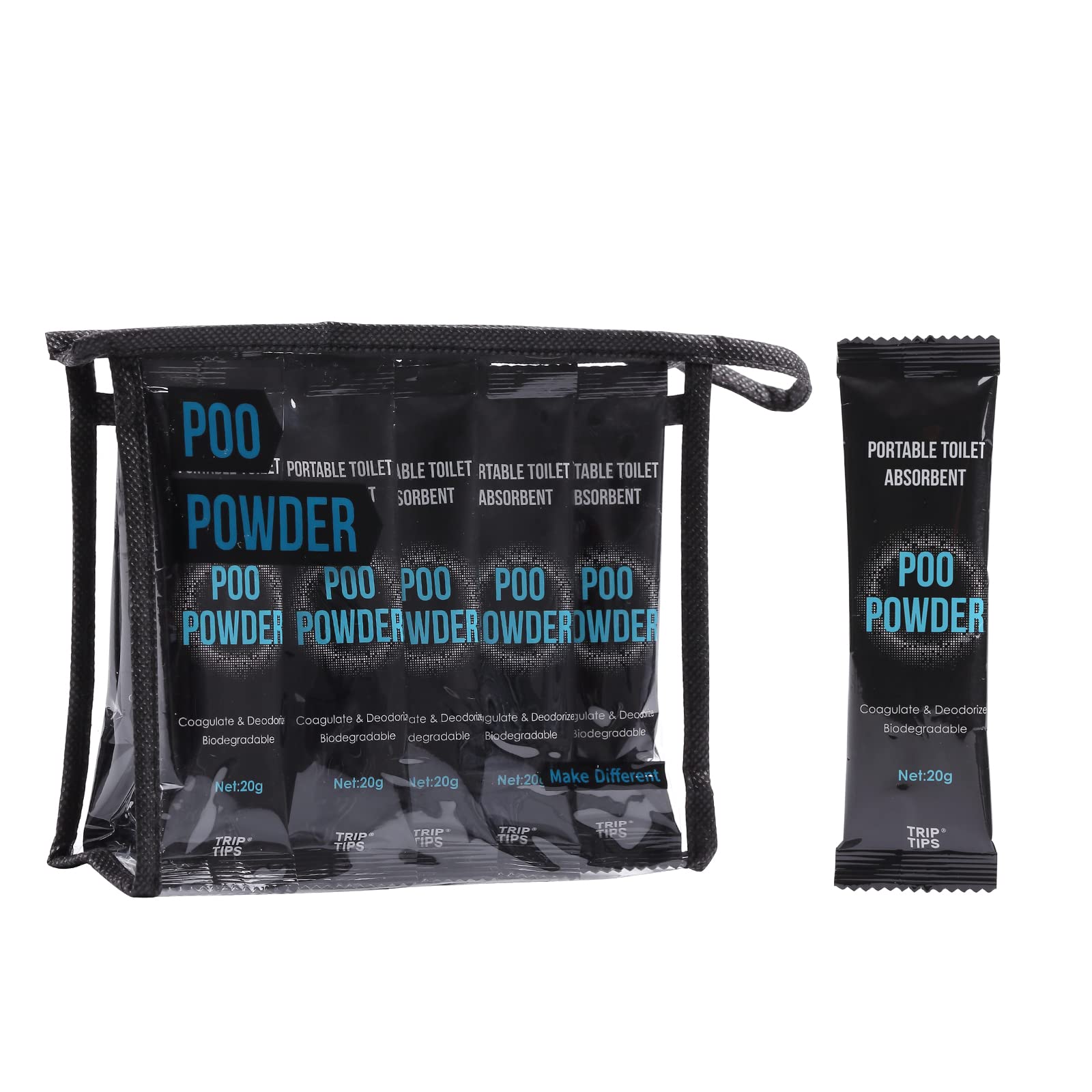 Poo Powder for Portable Toilet 20g /Pack, Camping Toilet Chemicals Quick Super Absorb, Eco Gel for Portable Toilet Chemicals Deodorant, Poop Gel Camping, Pee Gel for Camping Portable Toilet Gel 20 Pcs