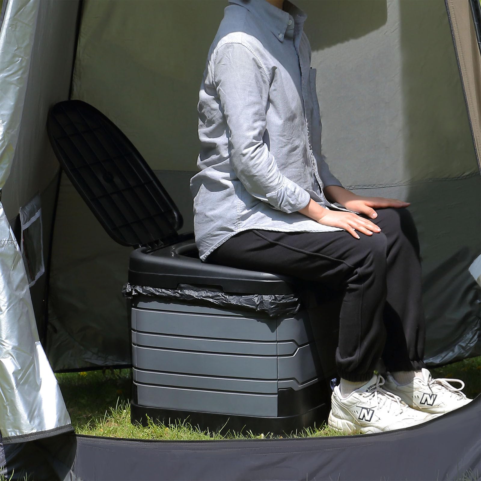 TRIPTIPS Updated Portable Potty for Camping Extra Large Folding Campin